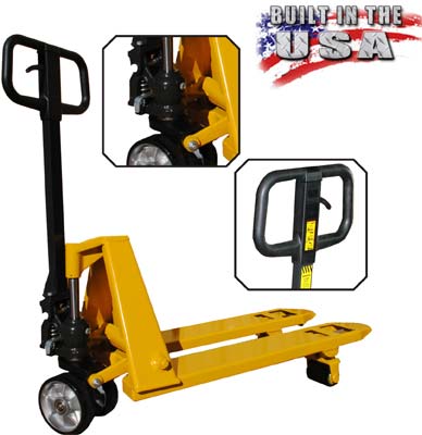 Low profile (lowered height) pallet jack